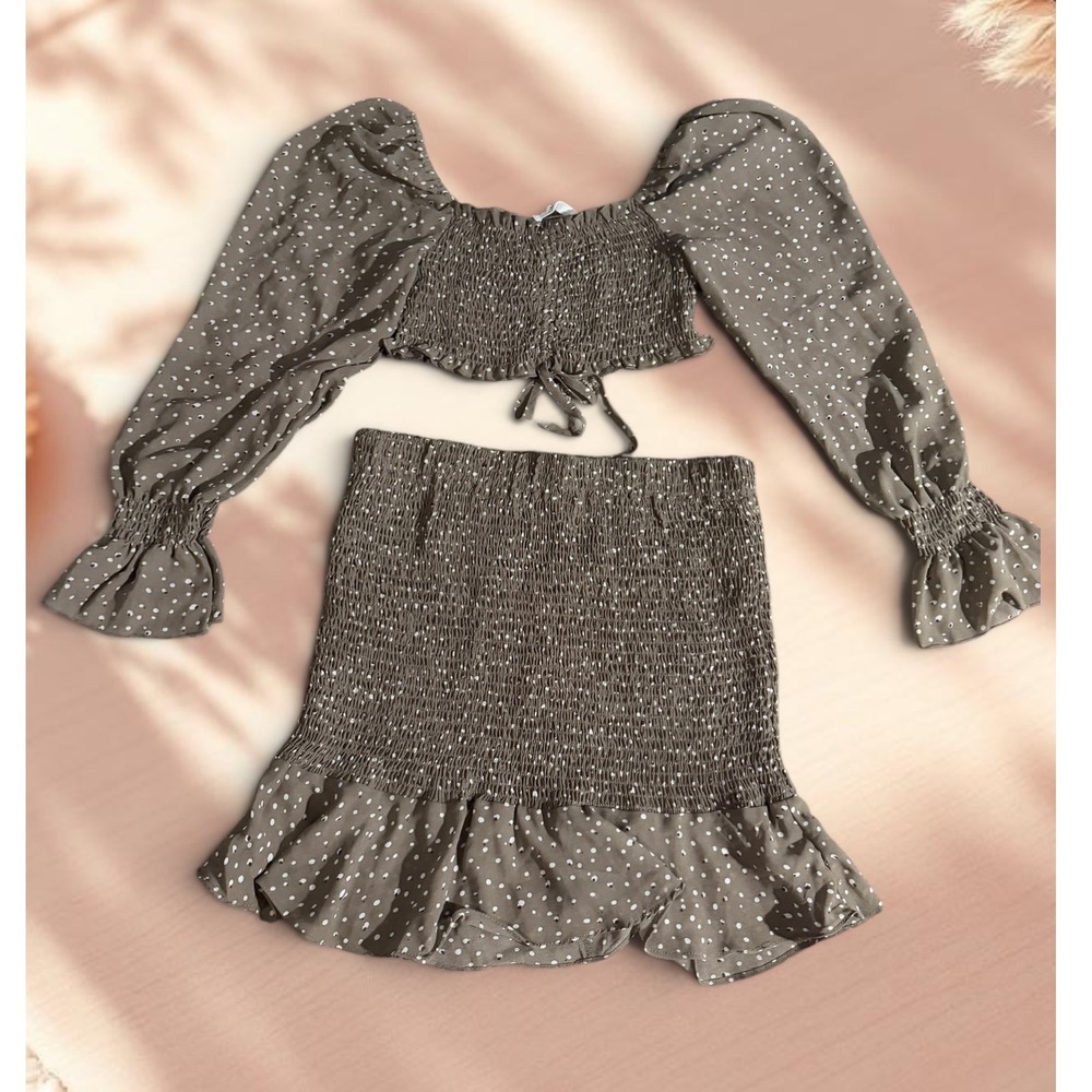 Timing - Smocked Two Piece Set - Crop Top Medium, Mini Skirt Small - *NWT*